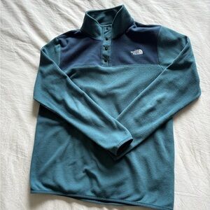 The North Face Teal Two-Tone Snap Pullover Fleece